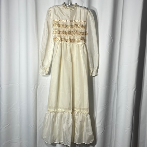 Rare vintage ivory and gold girls party dress - Picture 1 of 5
